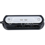 3 Гнезда Разклонител 3х1.5-1.4м. Бутон Защита Черен