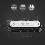 3 Гнезда Разклонител 3х1.5-1.4м. Бутон Защита Черен