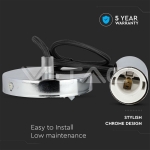 Пендел Хромиран Купол Светло Черен Кабел