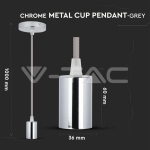 Пендел Хромиран Купол Светло Сив Кабел