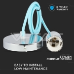 Пендел Хромиран Купол Светло Син Кабел