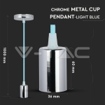 Пендел Хромиран Купол Светло Син Кабел