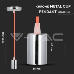 Пендел Хромиран Купол Светло Оранжев Кабел