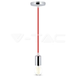 Пендел Хромиран Купол Светло Червен Кабел