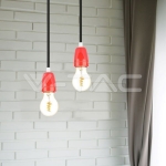 Фасунга Порцелан E27 Червен