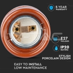 Фасунга Порцелан E27 Кафяв