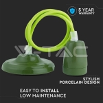 Пендел Порцеланова Фасунга E27 Зелен