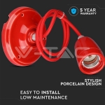 Пендел Порцеланова Фасунга E27 Червен