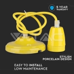 Пендел Порцеланова Фасунга E27 Жълт