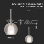 Пендел Двойно Стъкло Никел+Бял Е27 Ф180