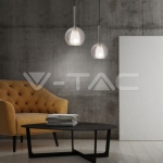 Пендел Двойно Стъкло Никел+Бял Е27 Ф180