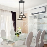 Пендел E27 Geometric Пирамида Троен Черен Мат