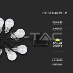 Градински Гирлянд с 10бр.Соларни Крушки 3000K 2м.