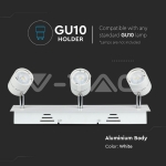 3 x GU10 Корпус Луна Релсов Монтаж Бял