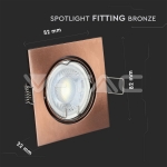 GU10 Корпус Луна Квадрат Регулируема Бронз