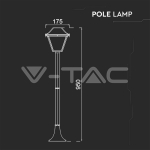 Градинска Лампа E27 950мм Черен