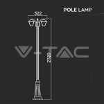 Градинска Лампа 2 x E27 2280мм Черен