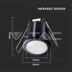 Инфраред Датчик за Движение Таван Вграждане Черен 360° Мини