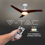 15W LED Тяло/Вентилатор Таван Дистанционно  3 в 1 3 Перки Кафяв 35W AC Мотор