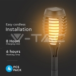 Соларно Градинско Тяло Пламък 1W Колче IP44 4 Бр.