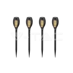 Соларно Градинско Тяло Пламък 1W Колче IP44 4 Бр.