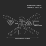 1 x Е27 LED Тяло/Вентилатор Таван 4 Перки 50W AC Мотор