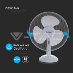 40W Вентилатор Бял Настолен 12 инча