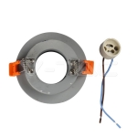 GU10 Гипсова Отливка Сива Кръг Хромиран Ринг