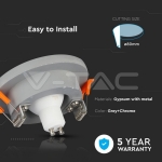 GU10 Гипсова Отливка Сива Кръг Хромиран Ринг