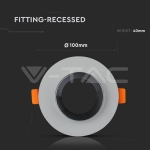 GU10 Гипсова Отливка Сива Кръг Хромиран Ринг