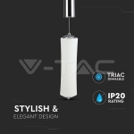 18W LED Пендел Димиращ Бял 3000K