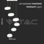 72W LED Висящ Пендел Димиращ Бял 3000K