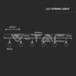 Градински Гирлянд с Лампи Ф150 за 6бр. Крушки Е27 Черно IP65 3м.