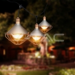 Градински Гирлянд с Лампи Ф250 за 6бр. Крушки Е27 Розово Злато IP65 3м.