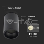 GU10 Отливка Външен Монтаж Черна Ф70