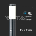 Е27 Градинска Лампа 110cm PIR Сензор Неръждавейка Стомана Сив IP44