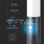 Е27 Градинска Лампа 45cm PIR Сензор Неръждавейка Стомана Черен IP44