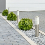 Е27 Градинска Лампа 45cm PIR Сензор Неръждавейка Стомана Сатен Никел  IP44