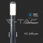 Е27 Градинска Лампа 60cm PIR Сензор + 2 Контакта Неръждавейка Сив IP44