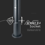 Е27 Градинска Лампа 60cm PIR Сензор + 2 Контакта Неръждавейка Сив IP44