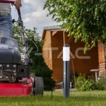 Е27 Градинска Лампа 60cm PIR Сензор + 2 Контакта Неръждавейка Сив IP44