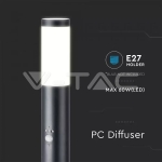 Е27 Градинска Лампа 80cm PIR Сензор Неръждавейка Стомана Черен IP44