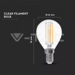 LED Крушка 6W Filament E14 P45 2700К 130lm/W