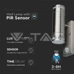 Фасадно Тяло За Стена GU10 Сатен Никел Две Посоки Сензор IP44