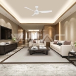 65W LED Тяло/Вентилатор Дистанционно 3 Перки Бял