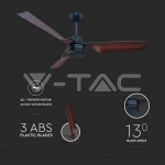 65W LED Тяло/Вентилатор Дистанционно 3 Перки Кафяв