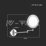 3 LED Огледало за Стена 4 x AA Батерии Тяло Никел