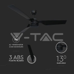 65W LED Сиво Тяло/Вентилатор Дистанционно 3 Перки Черни