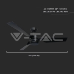 65W LED Сиво Тяло/Вентилатор Дистанционно 3 Перки Черни