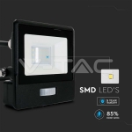 10W LED Прожектор PIR Сензор SAMSUNG Чип Черно Тяло 6400K 1М Кабел